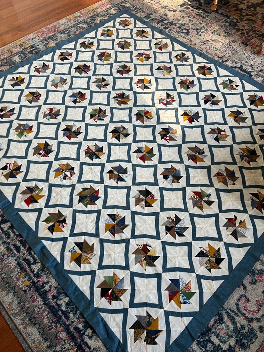 Handmade Quilt Top - stunning! 66x69 Pinwheel design